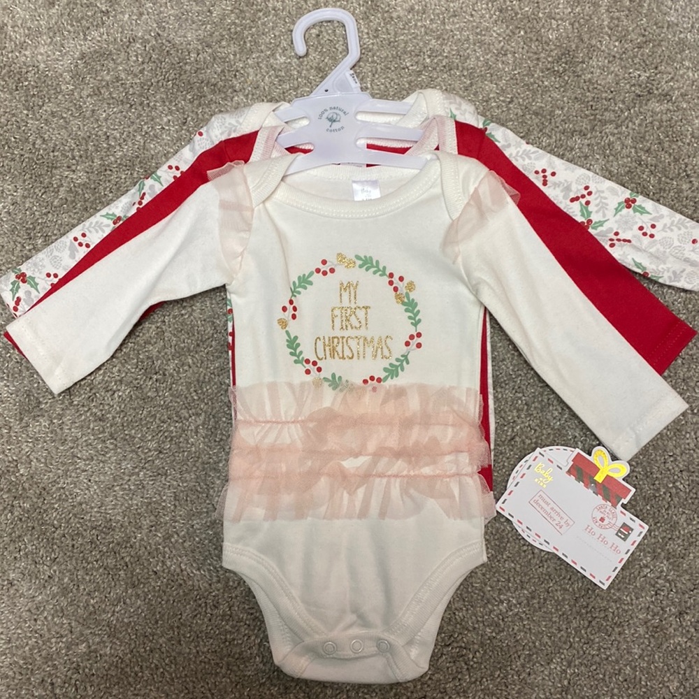 🆕 Pack of 3 Christmas bodysuits